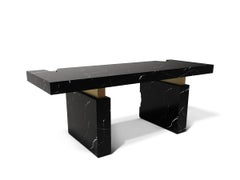 Modern Nero Marquina Marble Nougat Desk by Caffe Latte