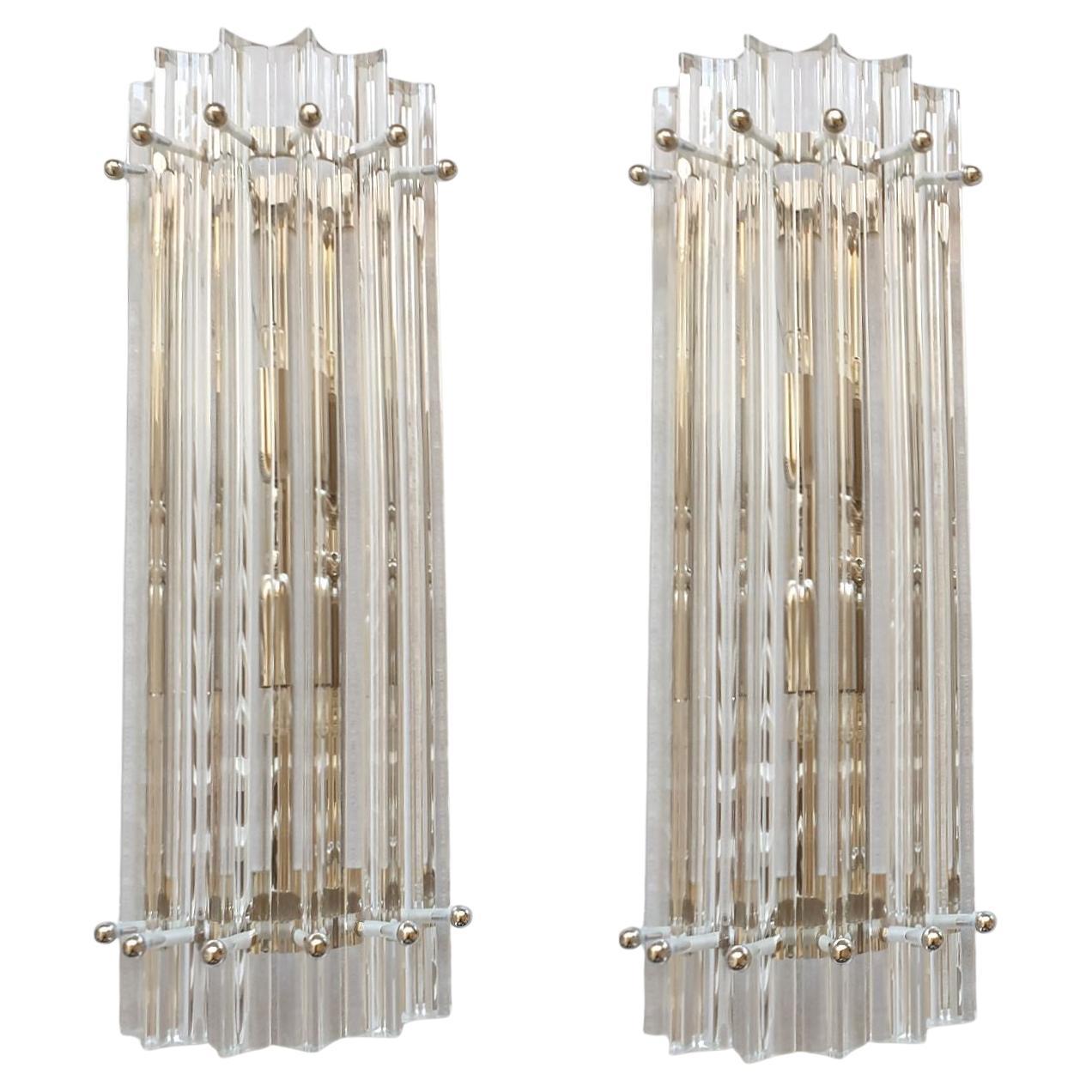 Pair of Triedri Murano sconces, Venini