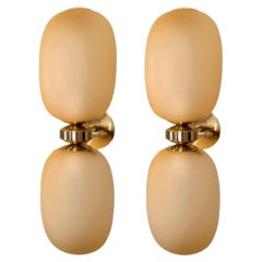 Pair of Amber Mid Century Modern, Murano Glass Sconces