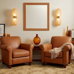Pair of Amber Mid Century Modern, Murano Glass Sconces