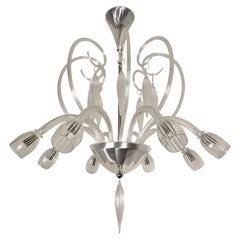 Large clear Murano glass Mid-Century Modern chandelier