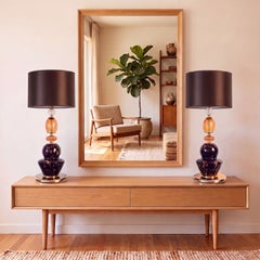 Pair of leopard Murano glass table lamps, mid century modern