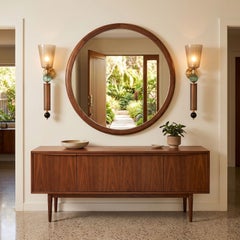 Large tobacco, aqua blue Murano glass sconces