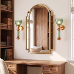 Pair of green and amber Murano glass sconces