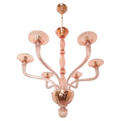 Pink Neoclassical Murano glass chandelier