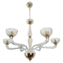 Light Blue Murano glass chandelier, Italy 1980s