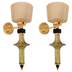 Olive green and beige Murano glass sconces, 1990s