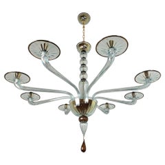 Blue and brown Murano glass chandelier