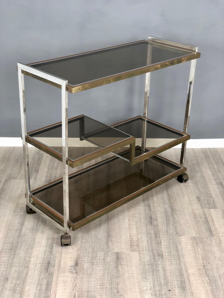 Serving Cart Trolley Chrome And Br By Serantoni Arcangeli New Late 20th Century Serving Cart Trolley Chrome And Br By Serantoni Arcangeli New Ideas Inox