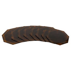 Set of Eight Placemats Tortoiseshell Effect Lucite by Team Guzzini, Italy 1970s