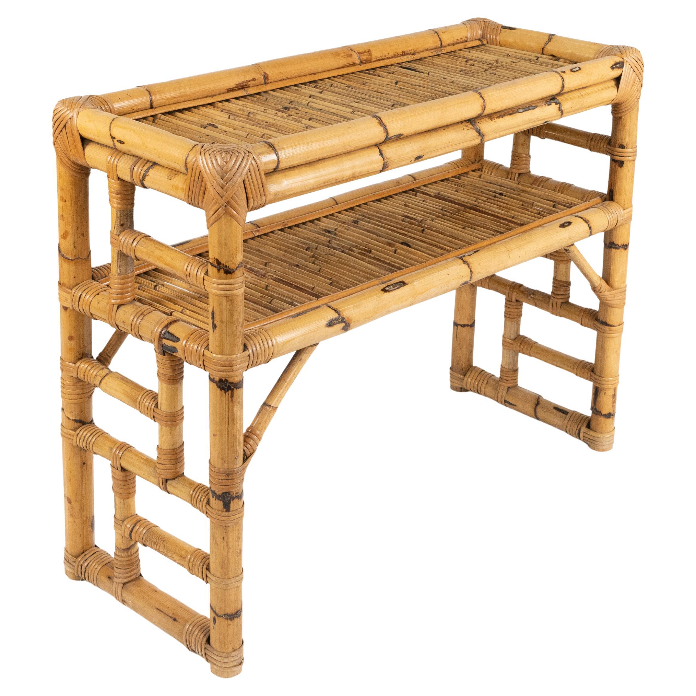Midcentury Bamboo and Rattan Console Table by Vivai Del Sud, Italy 1970s For Sale 10