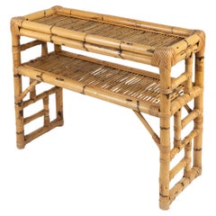 Midcentury Bamboo and Rattan Console Table by Vivai Del Sud, Italy 1970s