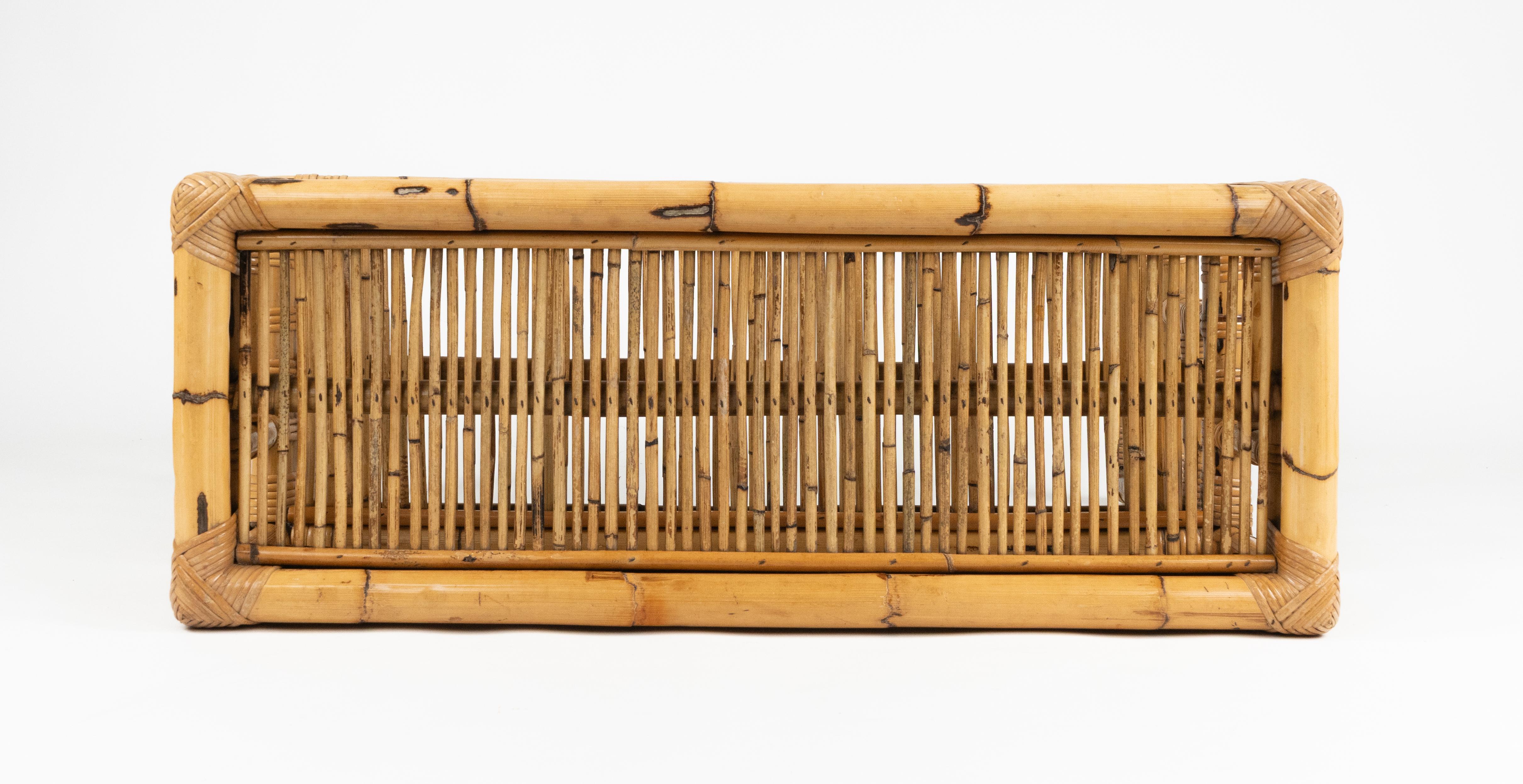Midcentury Bamboo and Rattan Console Table by Vivai Del Sud, Italy 1970s For Sale 9