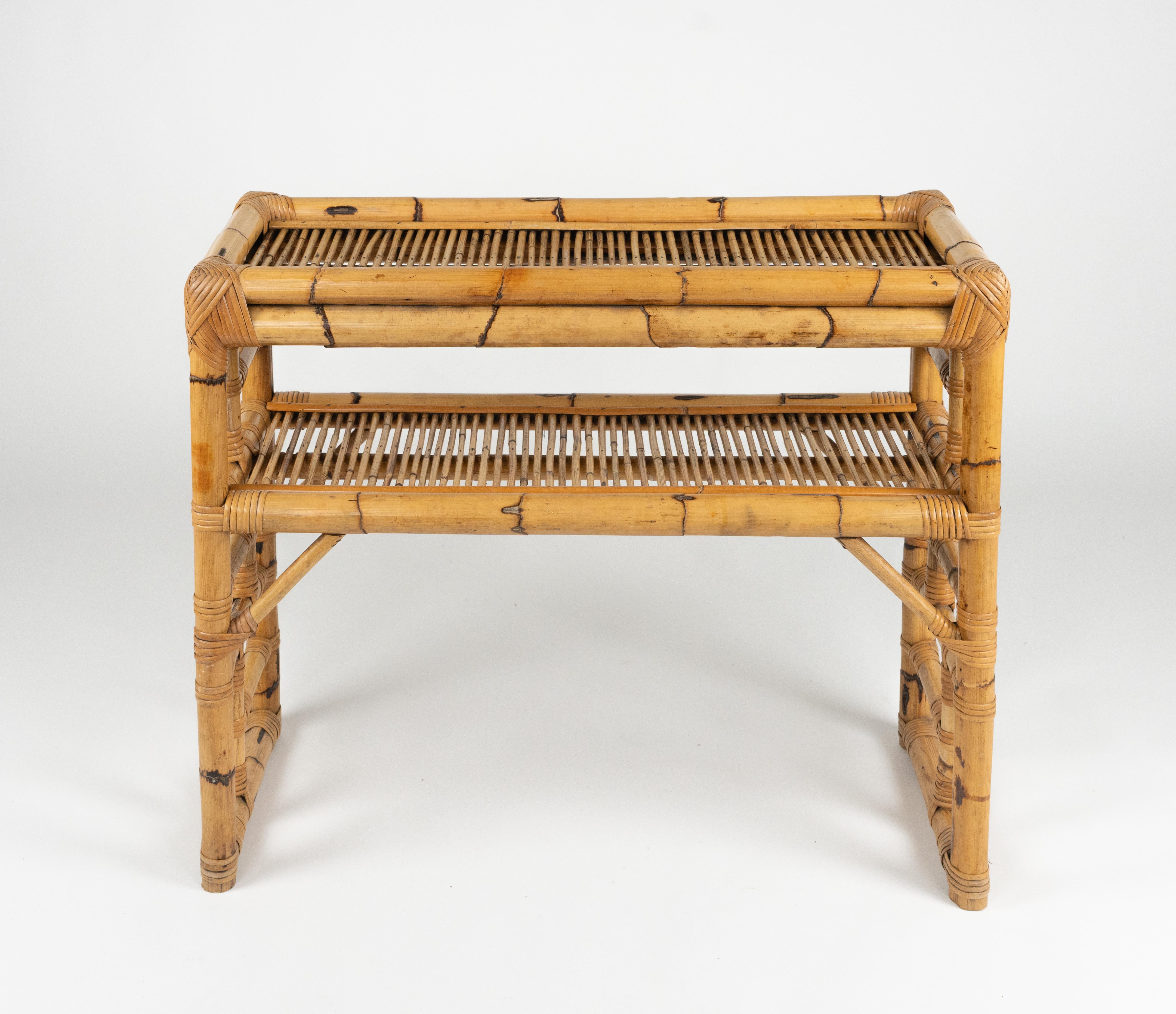 Midcentury Bamboo and Rattan Console Table by Vivai Del Sud, Italy 1970s For Sale 6