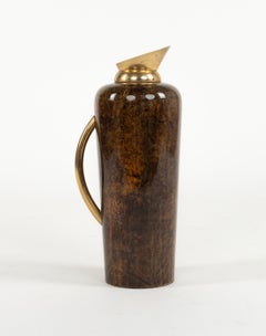 Midcentury Thermos Caraffe Pitcher in Goatskin & Brass by Aldo Tura, Italy 1950s