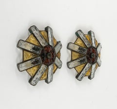 Paire d’appliques du milieu du siècle, en fer forgé et verre, style lombard, Italie, années 1970