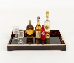 Serving Tray Lucite Faux Tortoiseshell & Chrome Dior Home Style, Italy 1970s