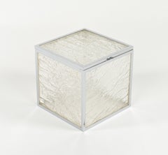 Midcentury Ice Bucket Lucite Ice effect & Chrome Willy Rizzo Style, Italy 1970s