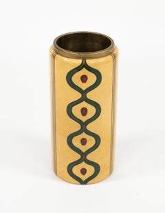 Midcentury Goatskin & Brass Umbrella Stand by Aldo Tura, Italy 1960s