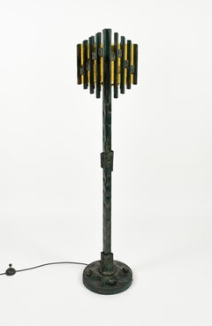 Brutalistische Stehlampe aus Eisen und Kunstglas von Biancardi & Jordan, Italien, 1970er Jahre