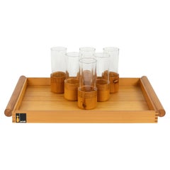 Service de table du milieu du siècle composé d'un plateau et de verres, signé Alvar Aalto pour Artek, Italie, années 1960