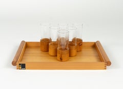 Service de table du milieu du siècle composé d'un plateau et de verres, signé Alvar Aalto pour Artek, Italie, années 1960