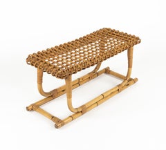 Midcentury Bamboo and Rattan Bench or Side Table by Tito Agnoli, Italy 1960s