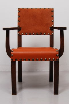 Spanish Colonial Armchair with New Leather Seat and Back