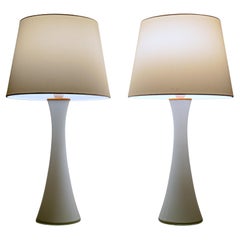 Pair of Bergboms White Glass Table Lamps, 1960s