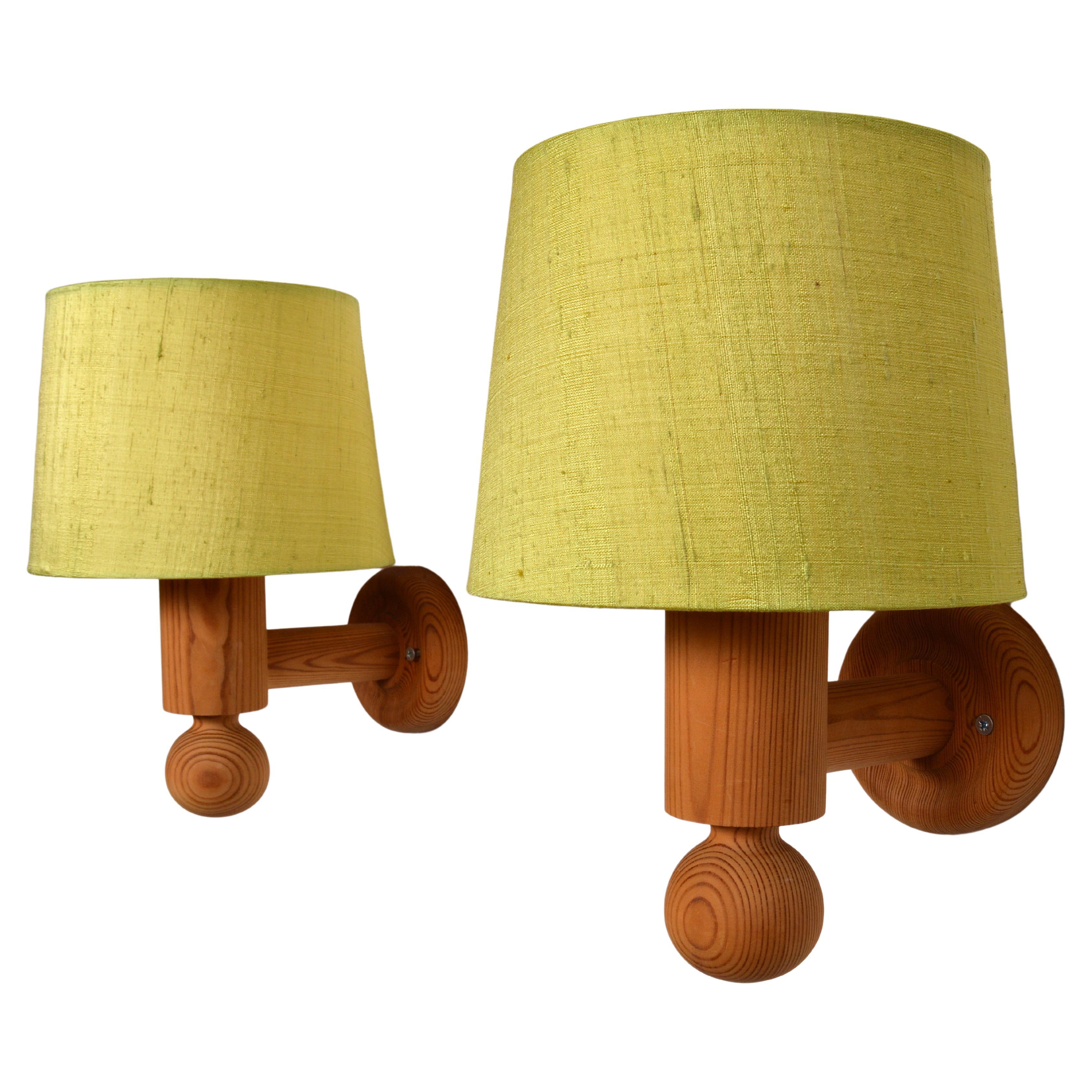 Sconces / Wall Lights in Solid Pine, Luxus Sweden, 1960s For Sale