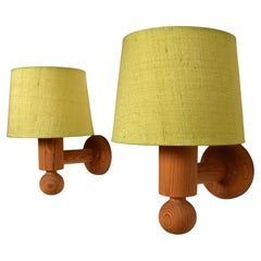 Retro Sconces / Wall Lights in Solid Pine, Luxus Sweden, 1960s