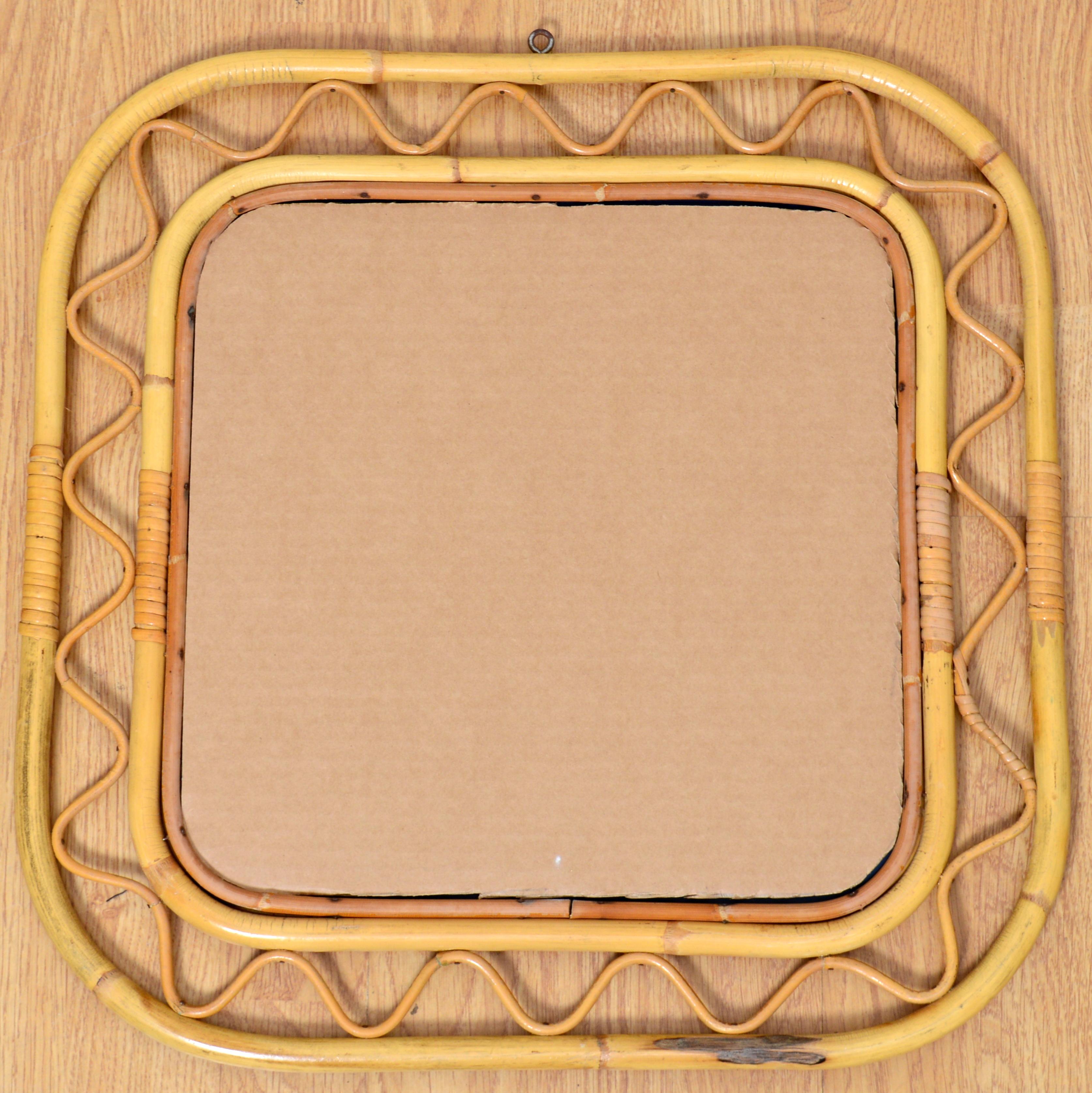 Miroir mural et étagère en rotin osier bambou Svenskt Tenn, Suède, années 1950 en vente 2