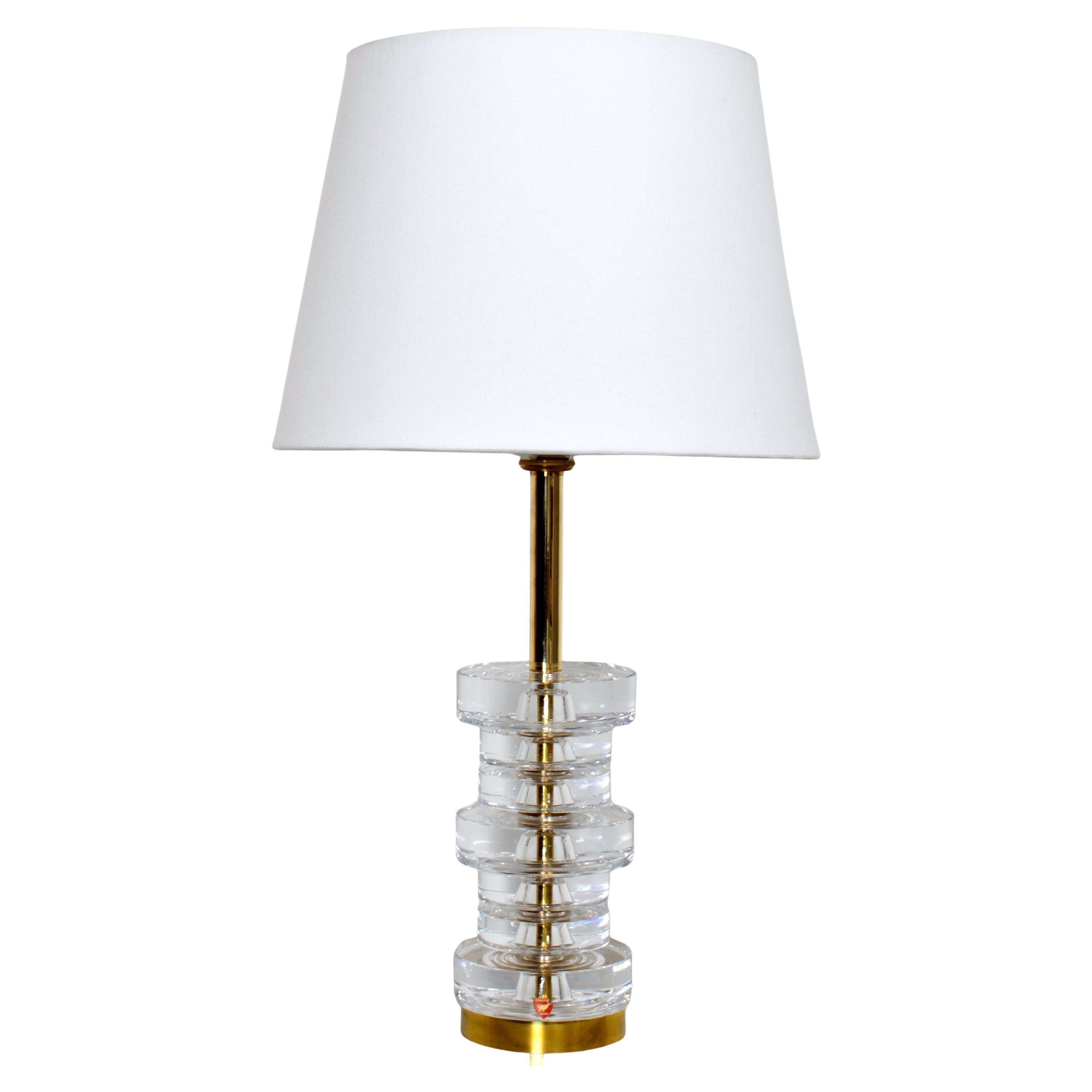 Glass 
Brass Table Lamp by Carl Fagerlund for Orrefors, Sweden
