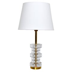 Glass 
Brass Table Lamp by Carl Fagerlund for Orrefors, Sweden