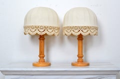 Swedish Designer, Large Table Lamps in Pine, Sweden