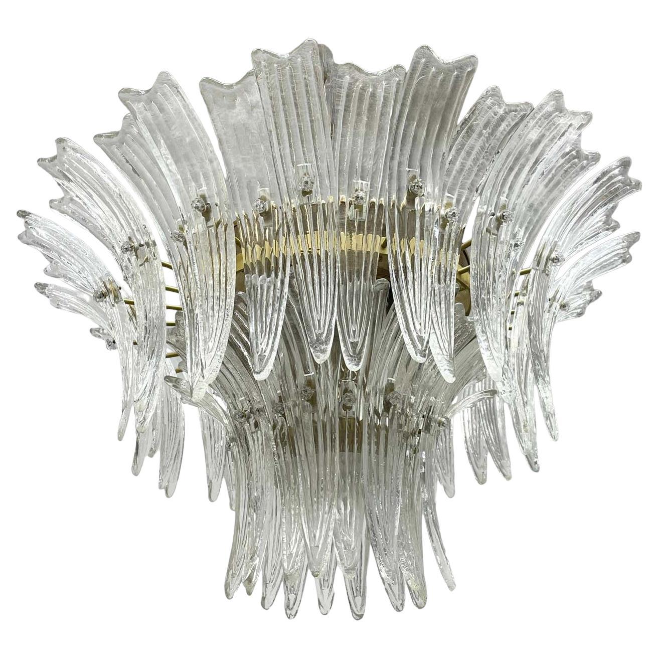 Venetian Murano Glass Palmette Chandelier Flush Mount by Barovier Toso, Italy For Sale