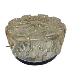 Stunning Ice Glass Flush Mount Ceiling Light, 1970s