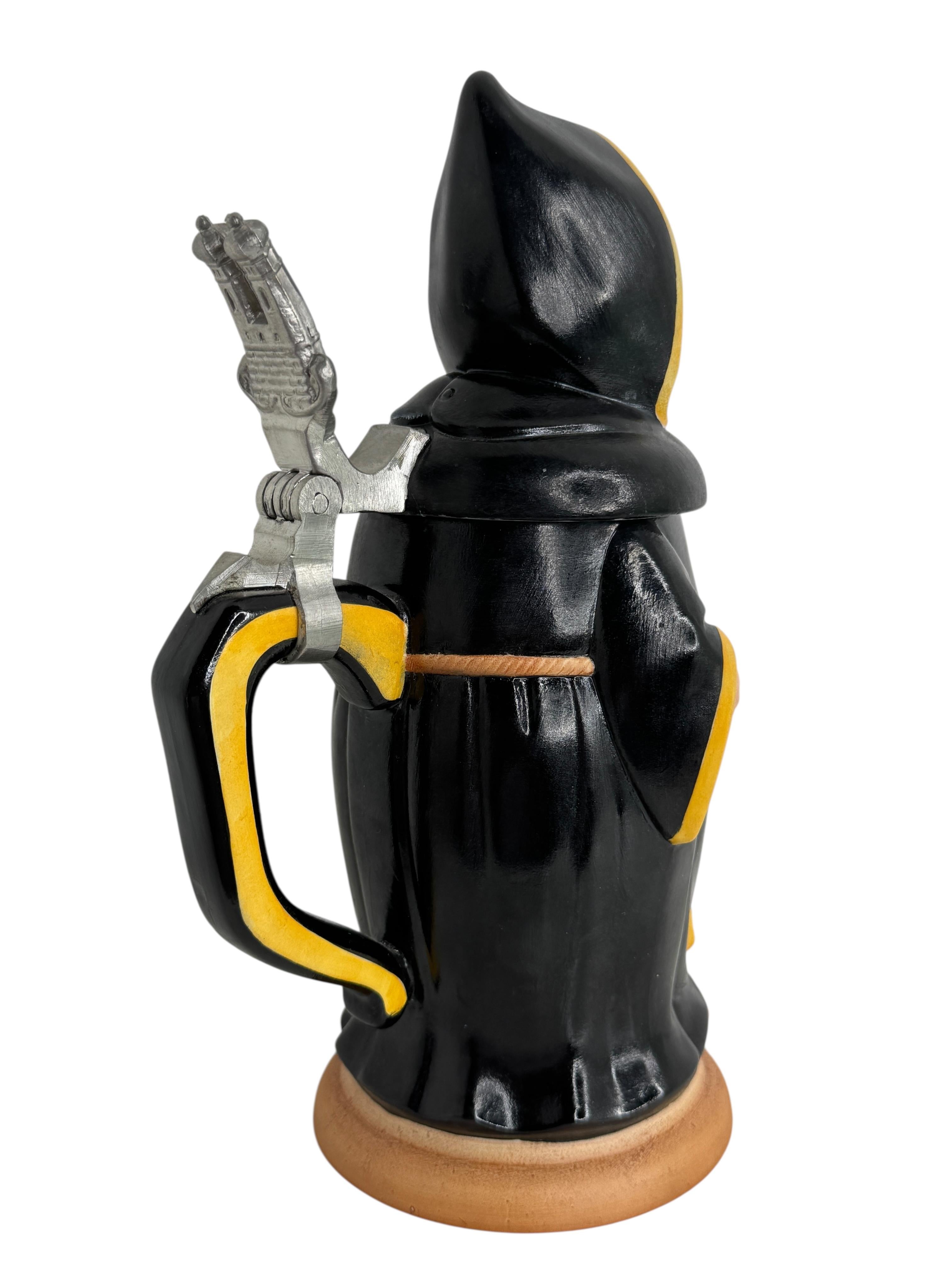 A gorgeous character beer stein - Munich Child. This character beer stein has been made in Germany 1976, marked Rastal, hand painted D. Wagner, Germany. Absolutely gorgeous piece hand painted and still in great condition. Lid works properly. Nice