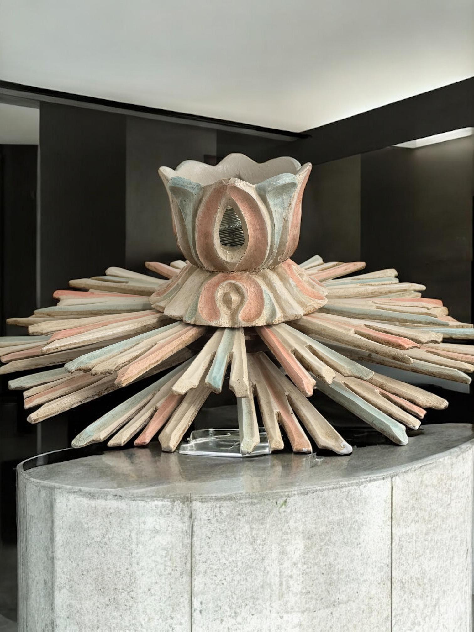 Plafonnier en bois à étoiles et soleil en forme de Florentine 1960s en vente 2