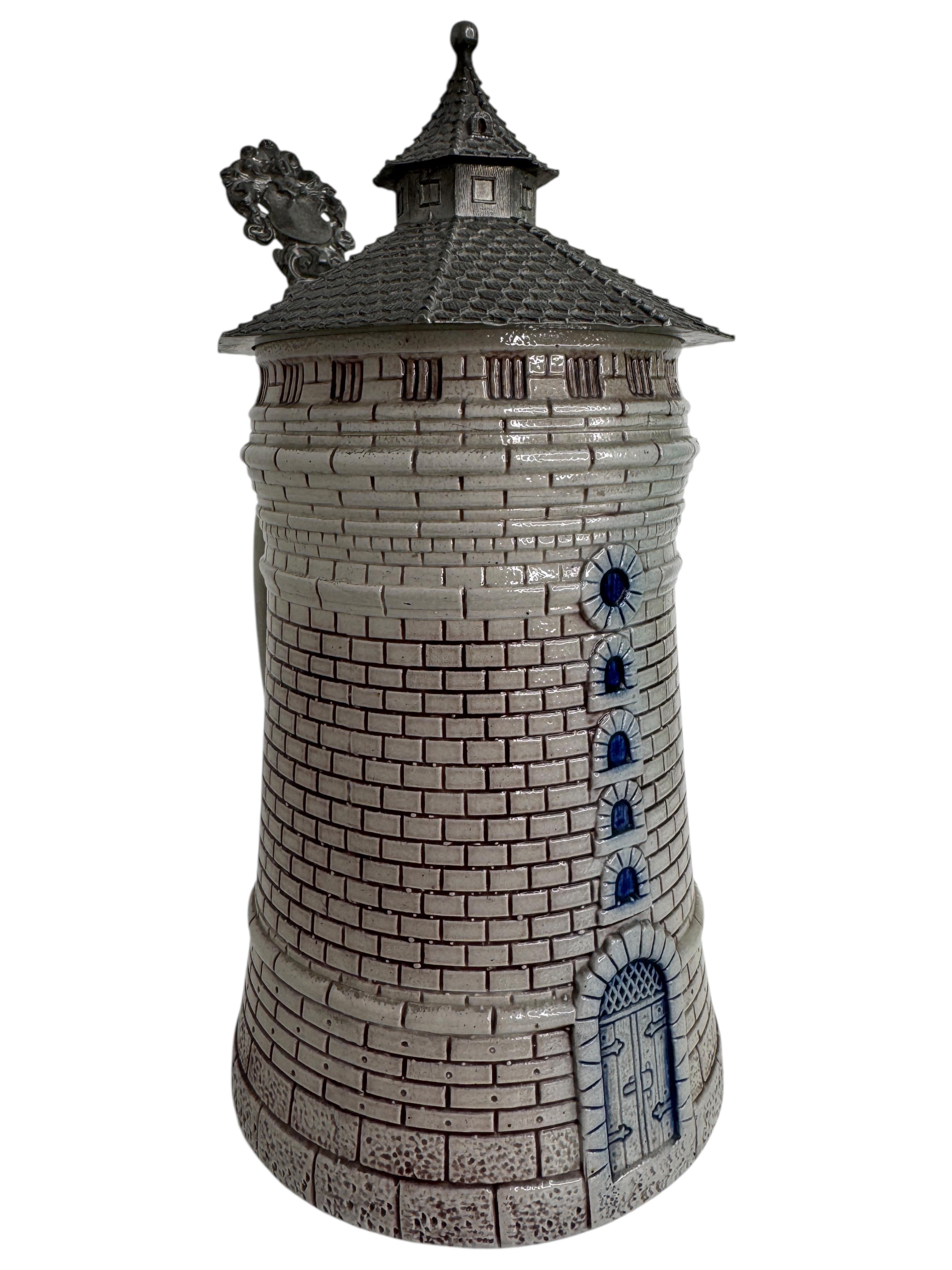 Folk Art Antique Character Stein of the Nuremberg Tower, by Theodor Wieseler Germany For Sale