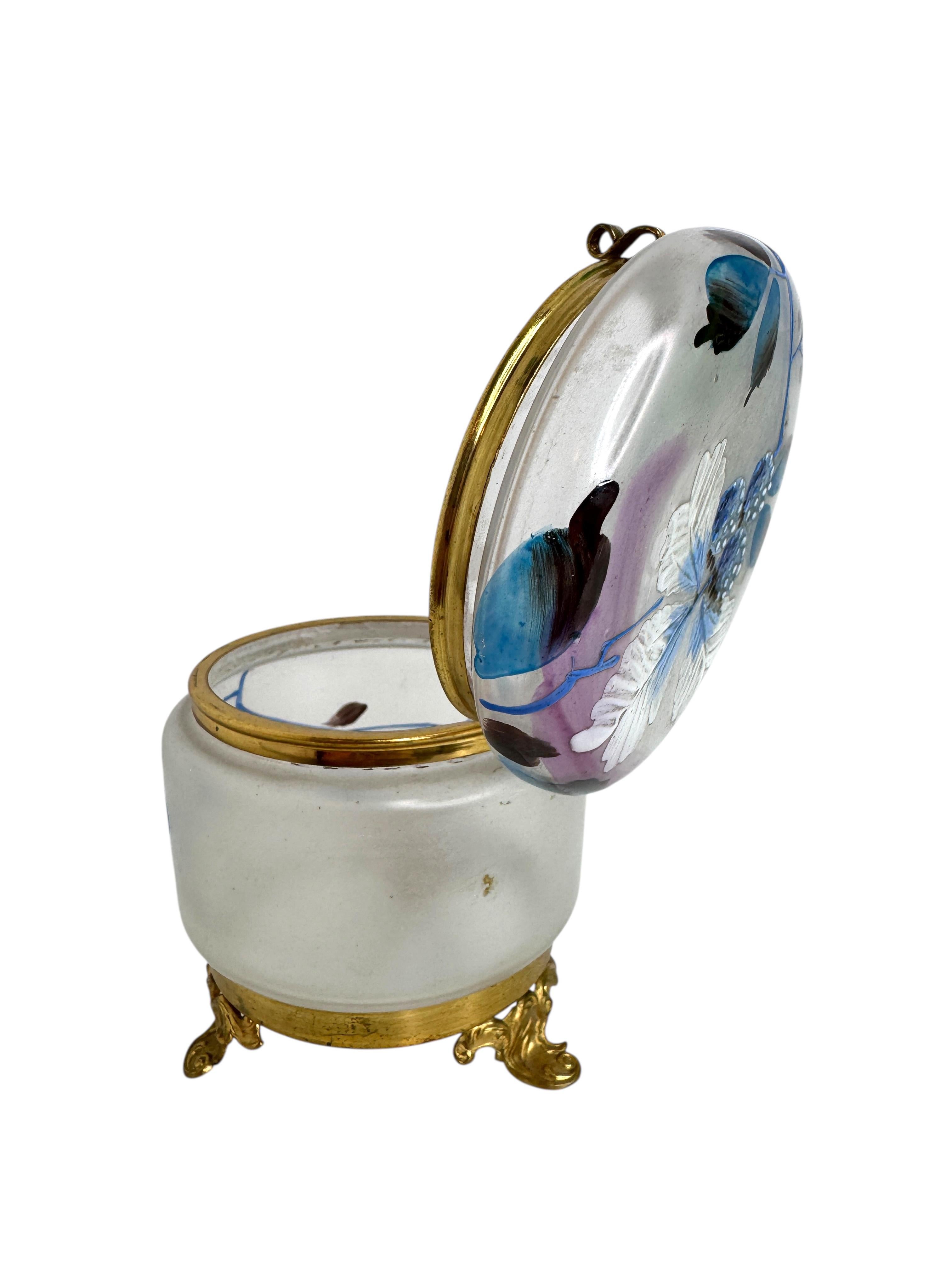 Jugendstil-Schmuckkästchen aus Ormolu und satiniertem Glas, Frankreich, um 1900 im Angebot 2
