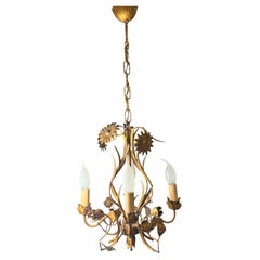 Beautiful Italian Tole Florentine Florence Gilt Flower Coco Chanel Chandelier