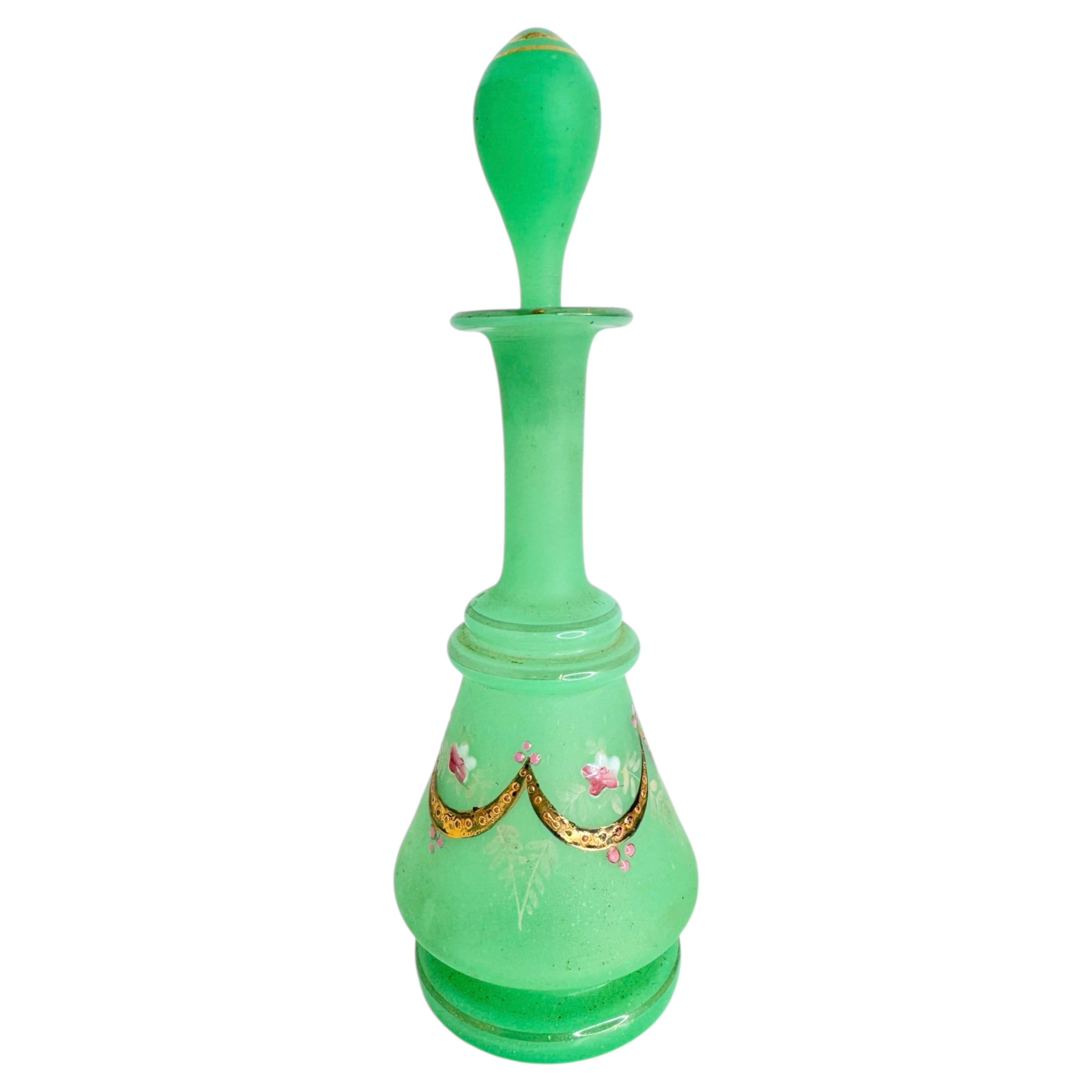 French Opaline Vaseline Glass Scent Perfume Bottle 19th Century