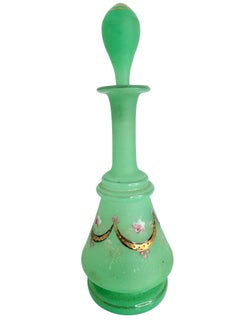 French Opaline Vaseline Glass Scent Perfume Bottle 19th Century