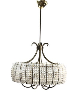 Lampadario attribuito a Emil Stejnar, Rupert Nikoll, ottone e cristallo, anni '50