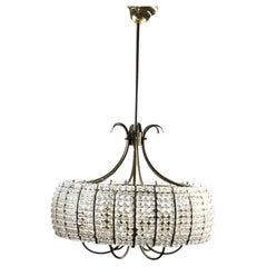 Lampadario attribuito a Emil Stejnar, Rupert Nikoll, ottone e cristallo, anni '50