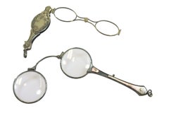 Two Art Nouveau Lorgnette Opera Glasses Folding Spectacles Antique German