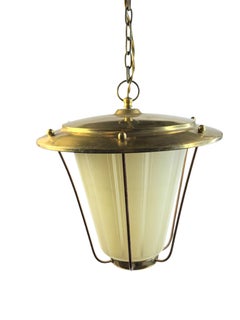 Beautiful Art Deco Stilnovo Style Lantern Pendant Chandelier Vintage 1950s