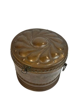 19th Century German Hammered Copper & Brass Bread Box, Kitchen Utensil