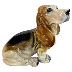Ceramic Basset Hound Figure by King, vintage Mid Century Modern